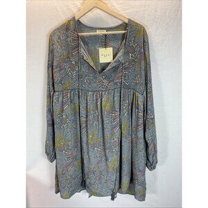 NEW Paani long sleeve Fairycore Boho Tiered babydoll dress flowy floral‎ size LG